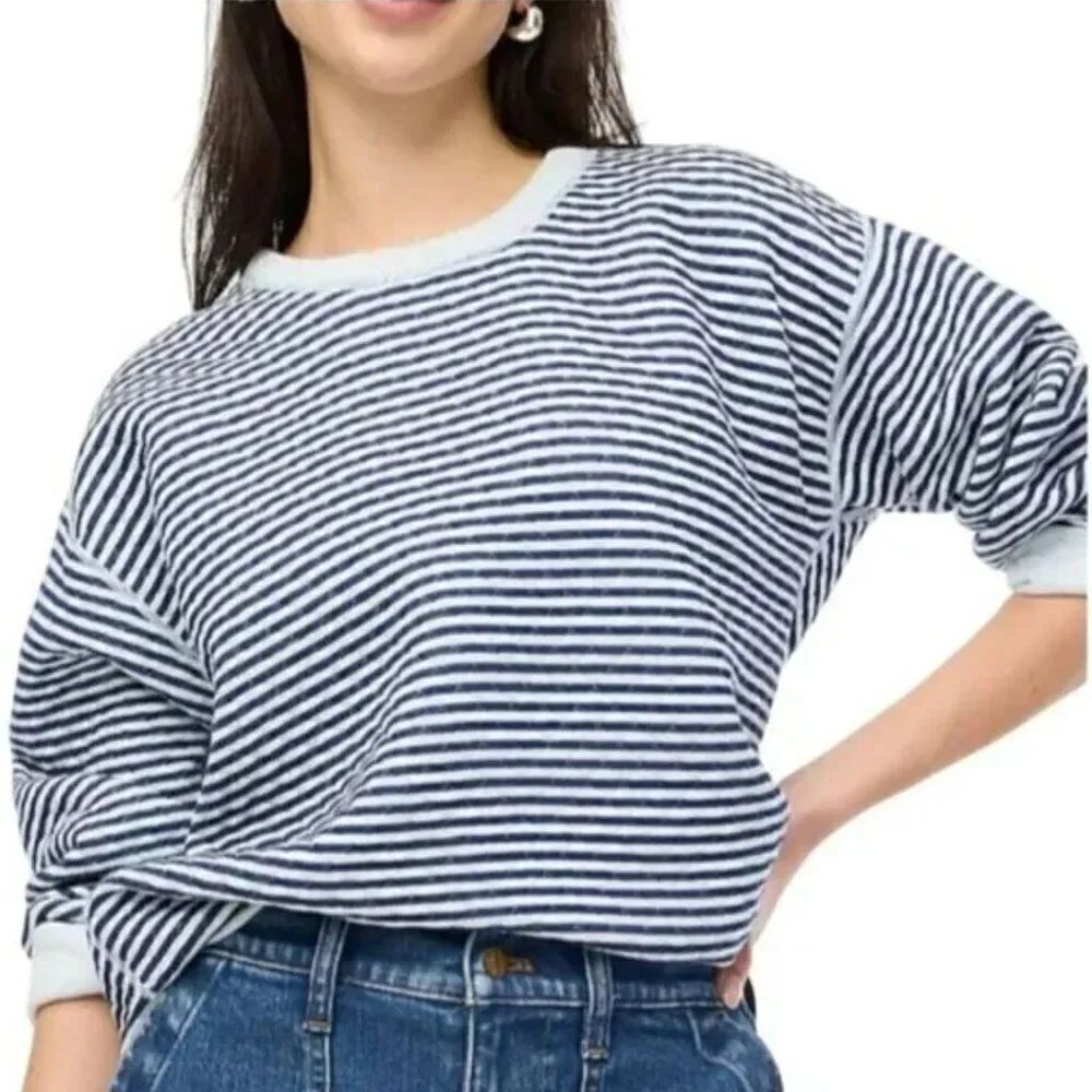J. Crew Factory BY985 Reversible quilted pullover Blue NWT size xs